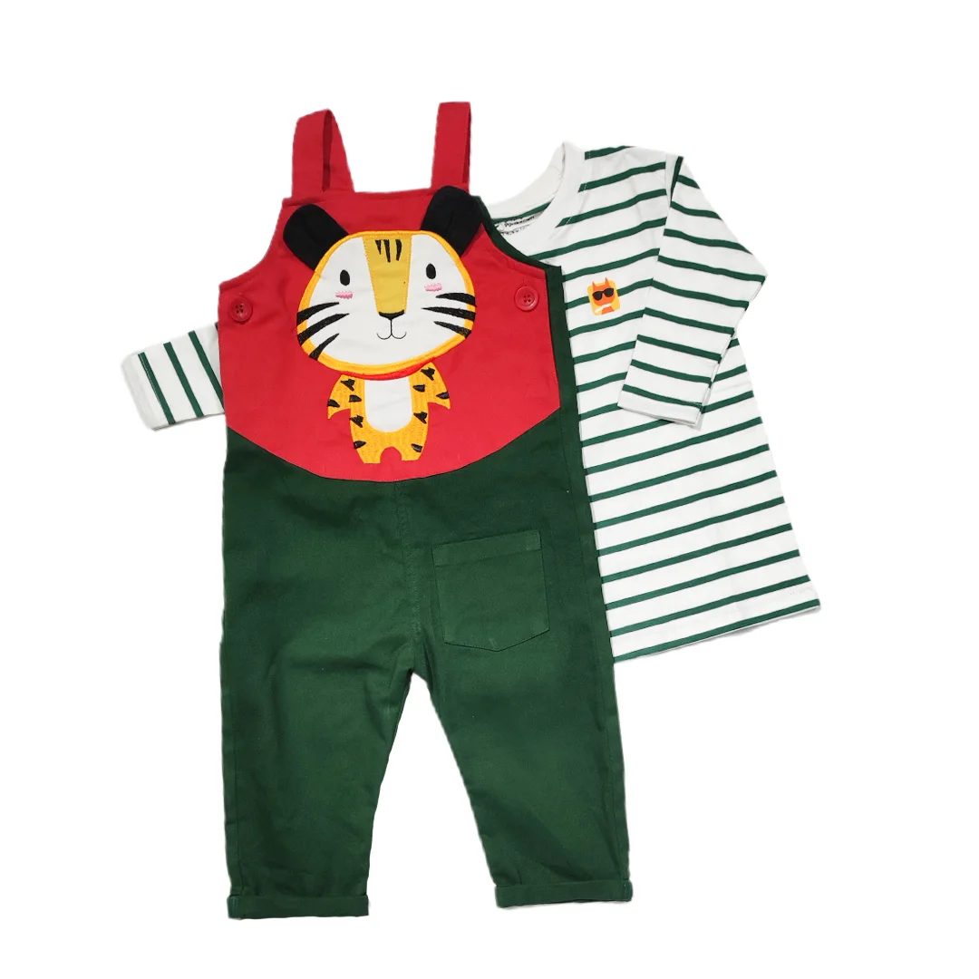 Tamim Romper with Green Stripe T-Shirt