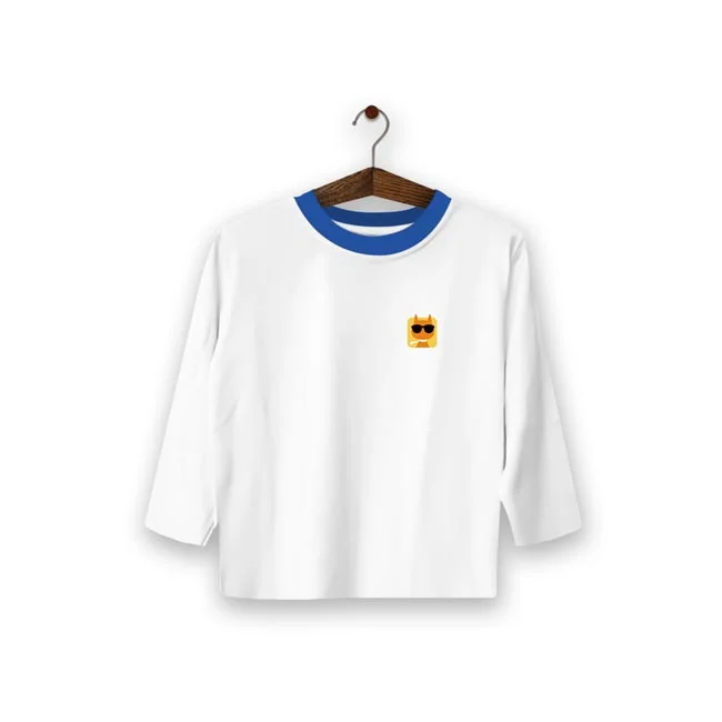 White with Blue Collar T-Shirt