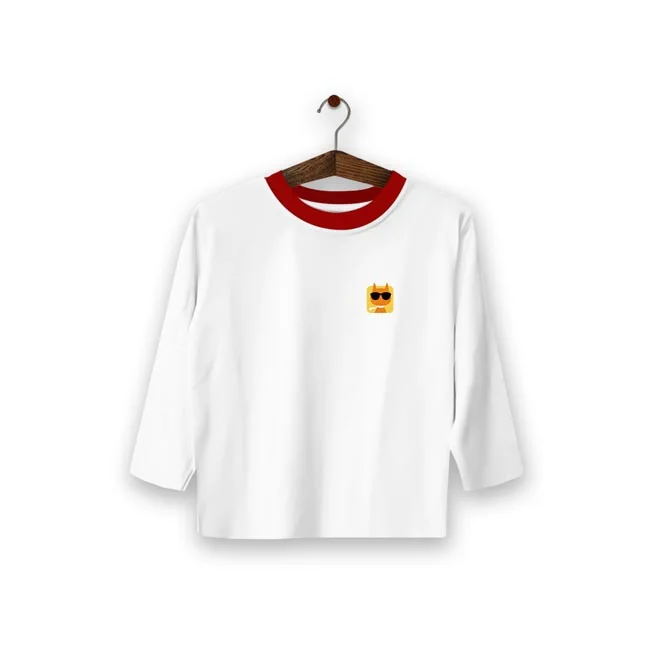 White with Red Collar T-Shirt