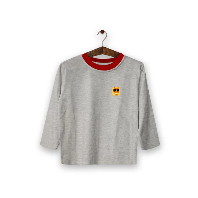 Gray with Red Collar T-Shirt